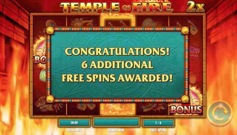 Temple of Fire free spins bonus